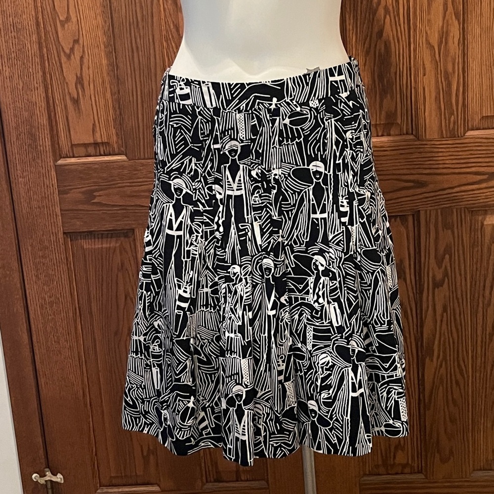 Vintage Carlisle female figures print pleated skirt 6-8